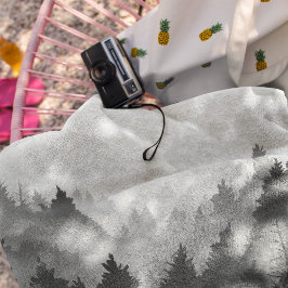 Black & White Mountain Forest Landschap Minimalist Strandlaken