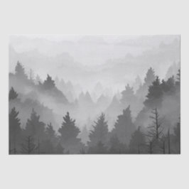 Black & White Mountain Forest Landschap Minimalist Tissuepapier