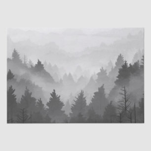 Black & White Mountain Forest Landschap Minimalist Tissuepapier