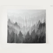 Black & White Mountain Forest Landschap Minimalist Wandkleed (Voorkant (horizontaal))