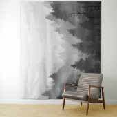 Black & White Mountain Forest Landschap Minimalist Wandkleed (In situ)