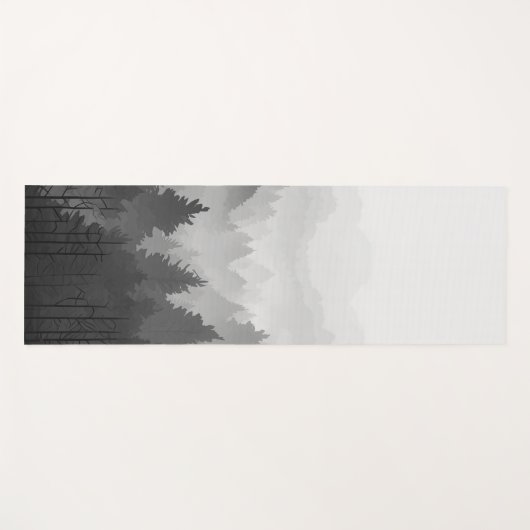 Black & White Mountain Forest Landschap Minimalist Yogamat (Voorkant (horizontaal))
