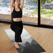 Black & White Mountain Forest Landschap Minimalist Yogamat