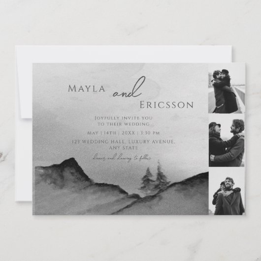 Black White Mountains Pine Trees 3 Kaart (Voorkant)