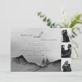 Black White Mountains Pine Trees 3 Kaart (Staand voorkant)