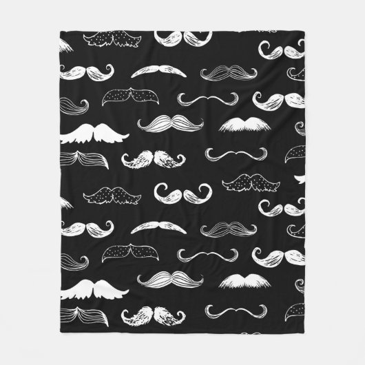 Black & White Moustache Seamless Repeat Background Fleece Deken (Voorkant)