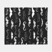 Black & White Moustache Seamless Repeat Background Fleece Deken (Voorkant (Horizontaal))