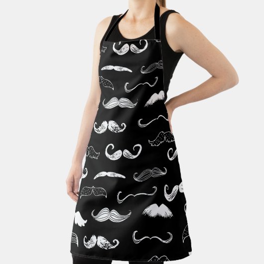 Black & White Moustache Seamless Repeat Background Schort (Insitu)
