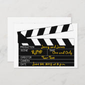 Black White Movie Theme Weddenschap RSVP-kaarten RSVP Kaartje (Voorkant / Achterkant)