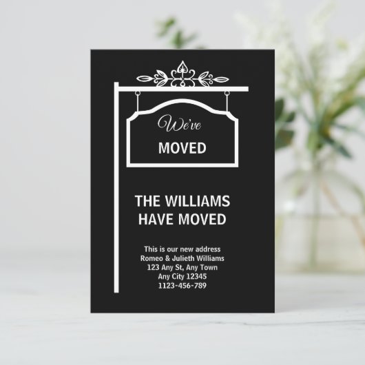 Black & White Moving Announcement Card Aankondiging (Staand voorkant)
