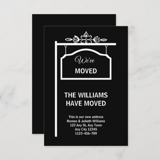 Black & White Moving Announcement Card Aankondiging (Voorkant / Achterkant)