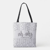 Black White Mr en Mrs Married liefde minimale gewo Tote Bag (Achterkant)
