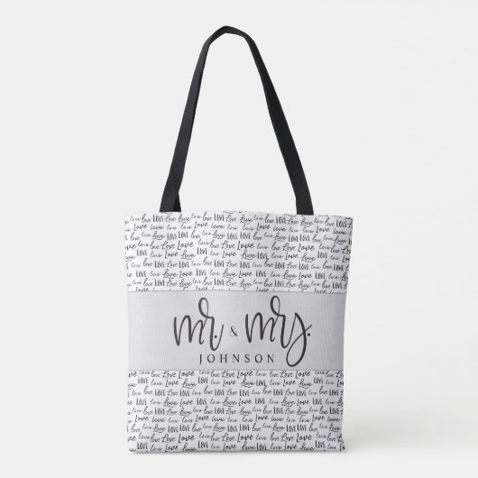 Black White Mr en Mrs Married liefde minimale gewo Tote Bag (Achterkant)