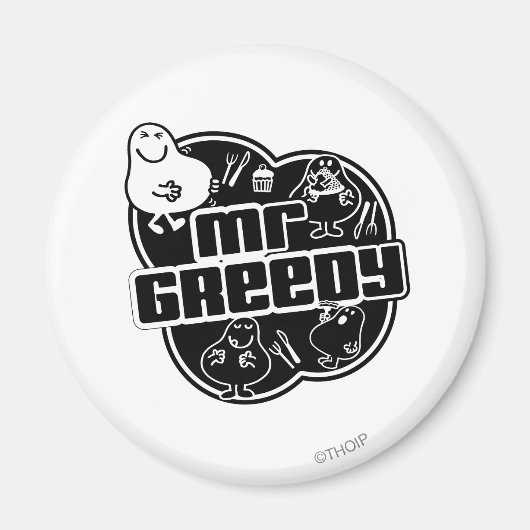 Black & White Mr Greedy Magneet (Voorkant)