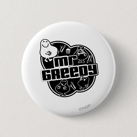 Black & White Mr Greedy Ronde Button 5,7 Cm (Voorkant)