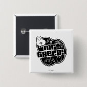 Black & White Mr Greedy Vierkante Button 5,1 Cm (Voorkant /achterkant)