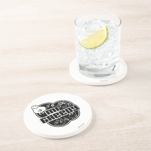 Black & White Mr Greedy Zandsteen Onderzetter (Zijkant)