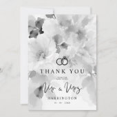 Black White MR & MRS Floral Design Photo Wedding Bedankkaart (Voorkant)