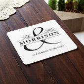 Black White Mr. Mrs. Monogram Trouwen Kartonnen Onderzetters