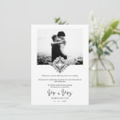 Black & White Mr & Mrs Ornamental Flourish Photo Bedankkaart (Staand voorkant)