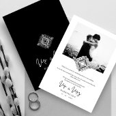 Black & White Mr & Mrs Ornamental Flourish Photo Bedankkaart