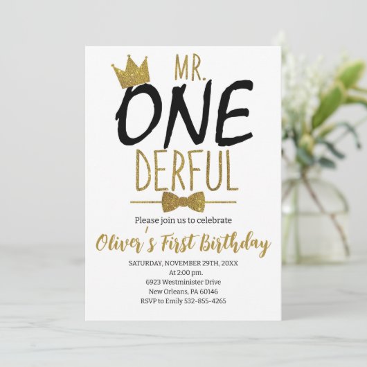 Black & White, Mr. Onederful Verjaardag, Klein Man Kaart (Staand voorkant)