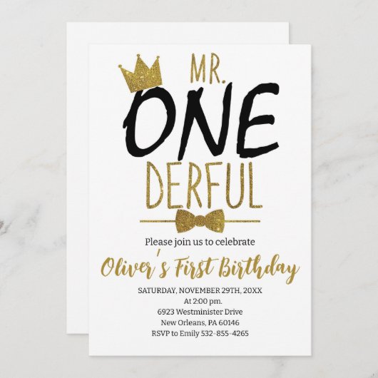 Black & White, Mr. Onederful Verjaardag, Klein Man Kaart (Voorkant / Achterkant)