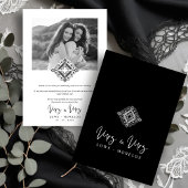 Black & White Mrs & Mrs Ornamental Flourish LGBT Bedankkaart