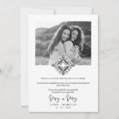 Black & White Mrs & Mrs Ornamental Flourish LGBT Bedankkaart (Voorkant)