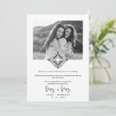 Black & White Mrs & Mrs Ornamental Flourish LGBT Bedankkaart (Staand voorkant)