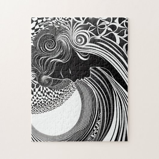 Black & White Muse: Moderne vrouw verloren in geda Legpuzzel (Verticaal)
