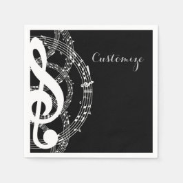 Black & White Music Napkins Servet