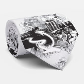 Black/White Music Necktie Stropdas (Opgerold)