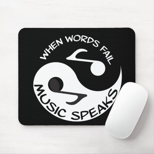 Black White Music Note Modern Musical Muismat (Met muis)