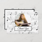 Black White Music Note Pattern Musician Foto Bedankkaart (Voorkant / Achterkant)