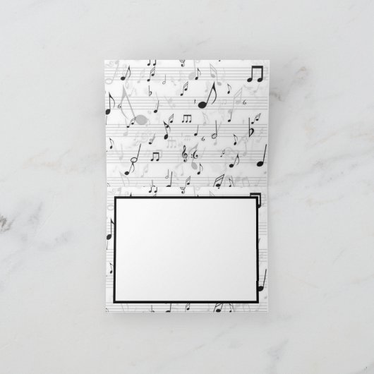 Black White Music Note Pattern Theme Musicus Bedankkaart (Binnen)