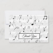 Black White Music Note Pattern Theme Musicus Bedankkaart (Voorkant)