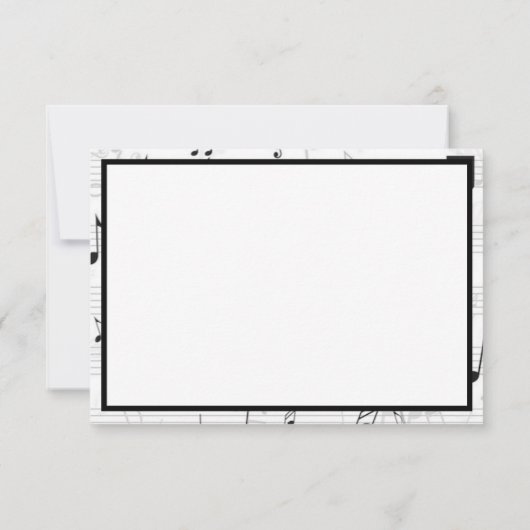 Black White Music Note Pattern Theme Musicus Bedankkaart (Achterkant)