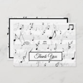 Black White Music Note Pattern Theme Musicus Bedankkaart (Voorkant / Achterkant)