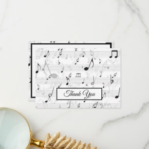 Black White Music Note Pattern Theme Musicus Bedankkaart