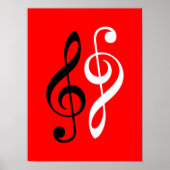 black white music treble clef poster (Voorkant)