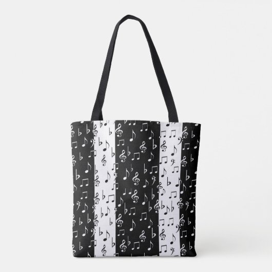 Black & White Musical Stripes Bag Tote Bag (Achterkant)
