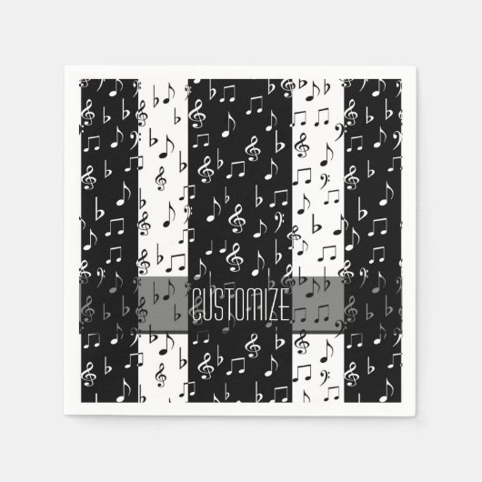 Black & White Musical Stripes Napkins Servet (Voorkant)