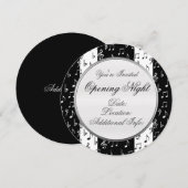 Black & White Musical Stripes Round Invitation 2 Kaart (Voorkant / Achterkant)
