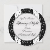 Black & White Musical Stripes Round Invitation 2 Kaart (Voorkant)