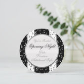 Black & White Musical Stripes Round Invitation 2 Kaart (Staand voorkant)