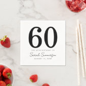 Black White Name Date Sixty 60th Birthday Party Servet (Insitu)