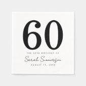 Black White Name Date Sixty 60th Birthday Party Servet (Voorkant)