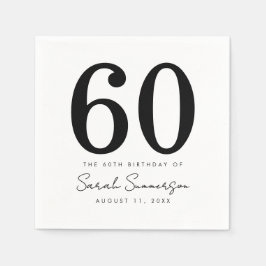 Black White Name Date Sixty 60th Birthday Party Servet