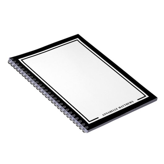Black White Name Monogram Notitieboek (Rechterzijde)